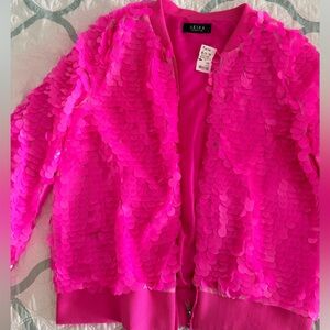 AKIRA Pink Sequin Bomber Jacket